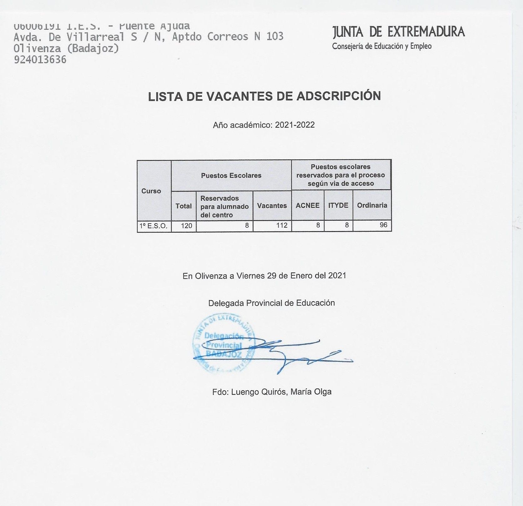 vacantes de adscripcion