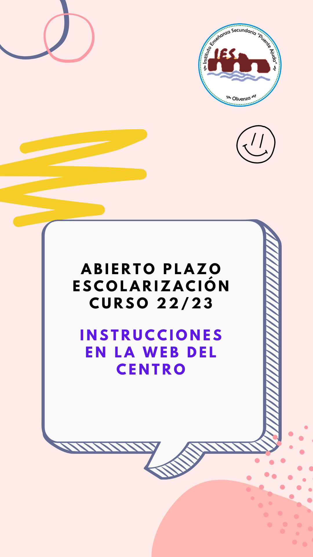 ABIERTO PLAZO ESCOLARIZACIÓN CURSO 2223